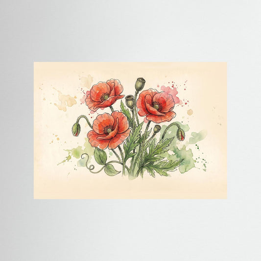 Wld poppy / Art Print/ Botanical Illustration